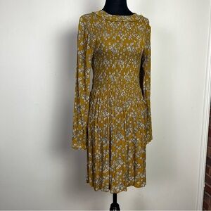 Bohme yellow Molly smocked dress mustard yellow floral size medium